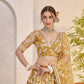 Rajwada Golden Net Embroidered Semi Stitched Lehenga For Women