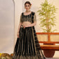 Rajwada Black Net Embroidered Semi Stitched Lehenga For Women