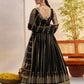 Rajwada Black Net Embroidered Semi Stitched Lehenga For Women