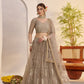 Rajwada Beige Net Embroidered Semi Stitched Lehenga For Women
