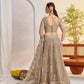 Rajwada Beige Net Embroidered Semi Stitched Lehenga For Women