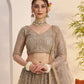 Rajwada Beige Net Embroidered Semi Stitched Lehenga For Women