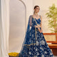 Rajwada Dark Blue Net Embroidered Semi Stitched Lehenga For Women