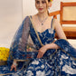 Rajwada Dark Blue Net Embroidered Semi Stitched Lehenga For Women