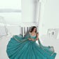 Rajwada Blue Net Embroidered Semi Stitched Lehenga For Women