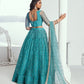 Rajwada Blue Net Embroidered Semi Stitched Lehenga For Women