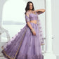 Rajwada Lavender Net Embroidered Semi Stitched Lehenga For Women