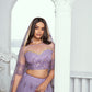 Rajwada Lavender Net Embroidered Semi Stitched Lehenga For Women