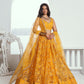 Rajwada Yellow Net Embroidered Semi Stitched Lehenga For Women
