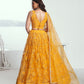 Rajwada Yellow Net Embroidered Semi Stitched Lehenga For Women
