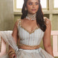 Rajwada Off White Net Embroidered Semi Stitched Lehenga For Women