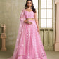 Rajwada Pink Net Embroidered Semi Stitched Lehenga For Women