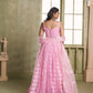 Rajwada Pink Net Embroidered Semi Stitched Lehenga For Women
