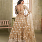 Rajwada Beige Net Embroidered Semi Stitched Lehenga For Women