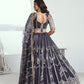 Rajwada Dark Grey Net Embroidered Semi Stitched Lehenga For Women
