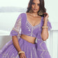 Rajwada Lavender Net Embroidered Semi Stitched Lehenga For Women