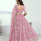 Rajwada Pink Net Embroidered Semi Stitched Lehenga For Women