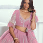 Rajwada Pink Net Embroidered Semi Stitched Lehenga For Women