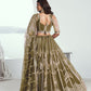 Rajwada Olive Net Embroidered Semi Stitched Lehenga For Women