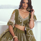Rajwada Olive Net Embroidered Semi Stitched Lehenga For Women