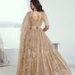 Rajwada Beige Net Embroidered Semi Stitched Lehenga For Women