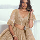 Rajwada Beige Net Embroidered Semi Stitched Lehenga For Women