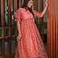 Rajwada Orange Organza Printed Indo Western Dress For Women