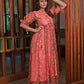 Rajwada Orange Organza Printed Indo Western Dress For Women