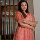 Rajwada Orange Organza Printed Indo Western Dress For Women