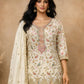 Rajwada White Chinon Embroidered Semi-Stitched Kurta Set For Women