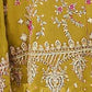 Rajwada Mustard Chiffon Embellished Semi-Stitched Kurta Set For Women
