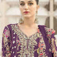 Rajwada Purple Chiffon Embellished Semi-Stitched Kurta Set For Women