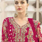 Rajwada Maroon Chiffon Embellished Semi-Stitched Kurta Set For Women