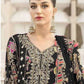 Rajwada Black Chiffon Embellished Semi-Stitched Kurta Set For Women