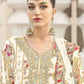 Rajwada White Chiffon Embellished Semi-Stitched Kurta Set For Women