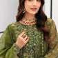Rajwada Green Organza Embellished Semi-Stitched Kurta Set For Women