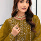 Rajwada Olive Organza Embellished Semi-Stitched Kurta Set For Women