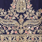 Rajwada Navy Blue Chinon Embellished Semi-Stitched Kurta Set For Women