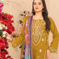 Rajwada Mustard Cotton Embroidered Semi-Stitched Kurta Set For Women