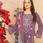 Rajwada Purple Cotton Embroidered Semi-Stitched Kurta Set For Women