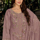 Rajwada Mauve Georgette Embellished Semi-Stitched Kurta Set For Women