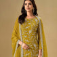 Rajwada Mustard Chinon Embroidered Semi-Stitched Kurta Set For Women