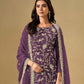 Rajwada Purple Chinon Embroidered Semi-Stitched Kurta Set For Women