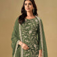 Rajwada Bottle Green Chinon Embroidered Semi-Stitched Kurta Set For Women