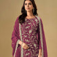 Rajwada Magenta Chinon Embroidered Semi-Stitched Kurta Set For Women