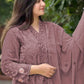 Rajwada Mauve Georgette Embroidered Semi-Stitched Kurta Set For Women