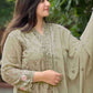Rajwada Dusty Green Georgette Embroidered Semi-Stitched Kurta Set For Women