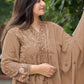 Rajwada Beige Georgette Embroidered Semi-Stitched Kurta Set For Women