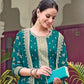 Rajwada Teal Georgette Embroidered Semi-Stitched Kurta Set For Women