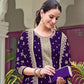Rajwada Purple Georgette Embroidered Semi-Stitched Kurta Set For Women